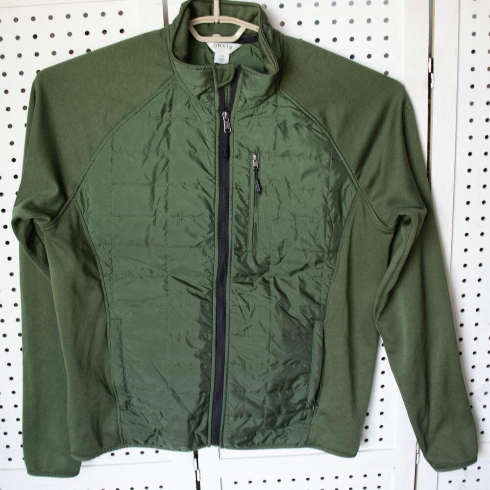Orvis Womens SIZE L Hybrid Performance Puffer Jacket Green Stretch Full Zip